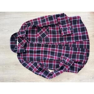 Acemi Medium Red and Black Plaid Button-Up Shirt
